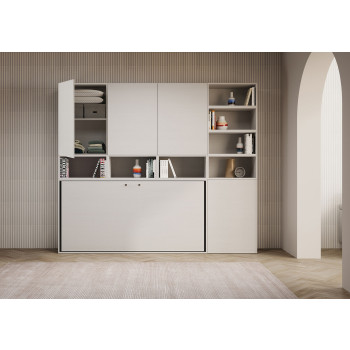 Kando single bed in white ash with storage - Kando single wall bed, comp.E, white ash