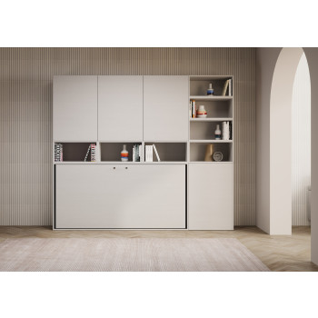 Kando single bed in white ash with storage - Kando foldaway single bed (E) with white ash mattress