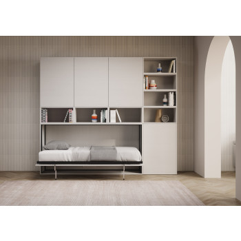 Kando single bed in white ash with storage - Kando foldaway single bed (E) with white ash mattress