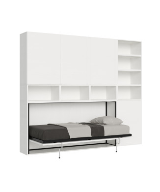 Kando single bed in white ash with storage - Kando foldaway single bed (E) with white ash mattress