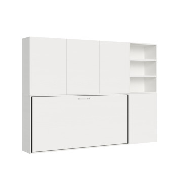 Kando single bed in white ash with storage - Kando single foldaway bed, comp.F, white ash
