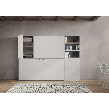 Kando single bed in white ash with storage - Kando single foldaway bed, comp.F, white ash