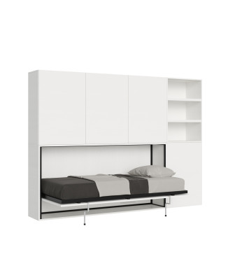 Kando single bed in white ash with storage - Kando single foldaway bed, comp.F, white ash