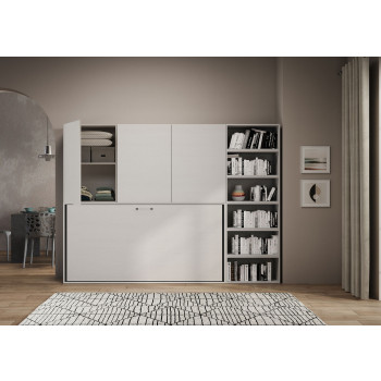 Kando single white ash model with furniture - Kando foldaway single bed comp.G with white ash mattress