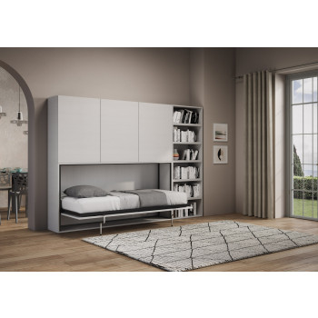 Kando single white ash model with furniture - Kando foldaway single bed comp.G with white ash mattress