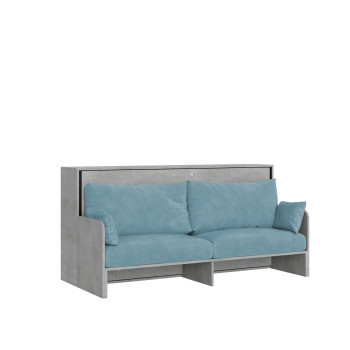 Mod.Kando Single with Sofa - Kando Single Wall Bed with Sofa in White, Ash, and Light Blue