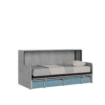Mod.Kando Single with Sofa - Kando Single Wall Bed with Sofa in White, Ash, and Light Blue