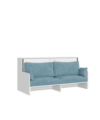 Mod.Kando Single with Sofa - Kando Single Wall Bed with Sofa in White, Ash, and Light Blue