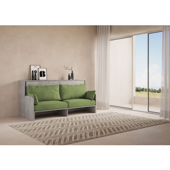 Mod.Kando Single with Sofa - Kando Single Wall Bed with Sofa in White, Ash, Green