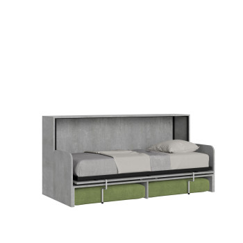 Mod.Kando Single with Sofa - Kando Single Wall Bed with Sofa in White, Ash, Green