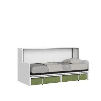 Mod.Kando Single with Sofa - Kando Single Wall Bed with Sofa in White, Ash, Green