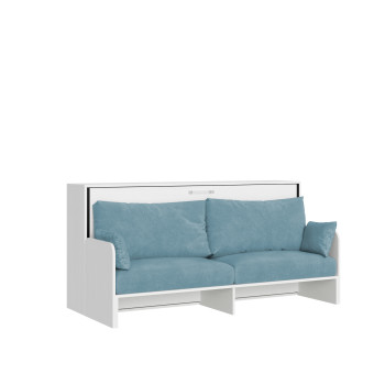 Mod.Kando Single with sofa - Kando foldaway single bed with sofa with white ash mattress, light blue
