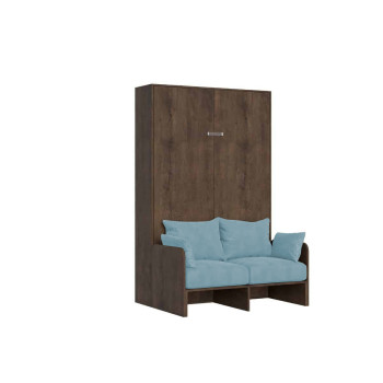 Mod.Kentaro 1 and a half square bed with 120 sofa - Kentaro 1 and a half foldaway bed 120 with white ash, light blue sofa