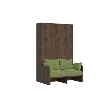 Mod.Kentaro 1 and a half square bed with 120 sofa - Kentaro 1 and a half foldaway bed 120 with white ash, green sofa