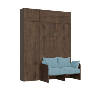 Mod.Kentaro 1 and a half square bed with 120 sofa - Kentaro 1 and a half foldaway bed 120 with sofa and white ash, light blue furniture