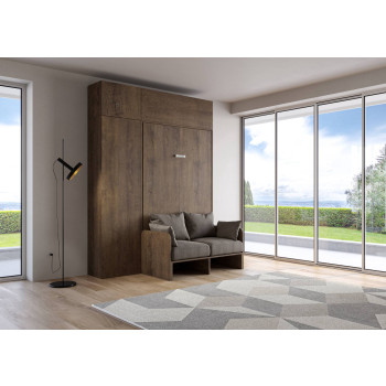 Mod.Kentaro 1 and a half square bed with 120 sofa - Kentaro 1 and a half foldaway bed 120 with sofa and white ash, grey furniture