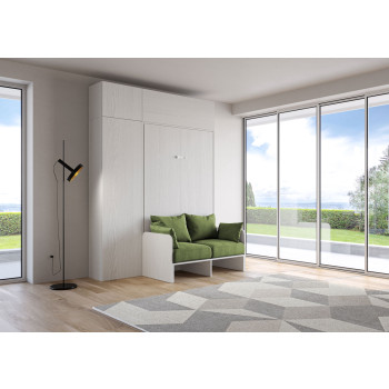 Mod.Kentaro 1 and a half square bed with 120 sofa - Kentaro 1 and a half foldaway bed 120 with sofa and white ash, green furniture