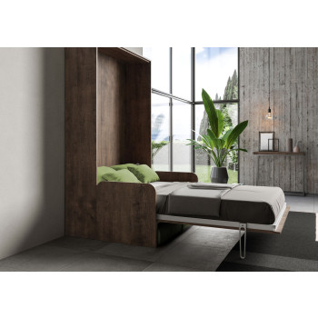 Mod. Kentaro French 140 with sofa - 140 Kentaro foldaway double bed with sofa in white ash, green