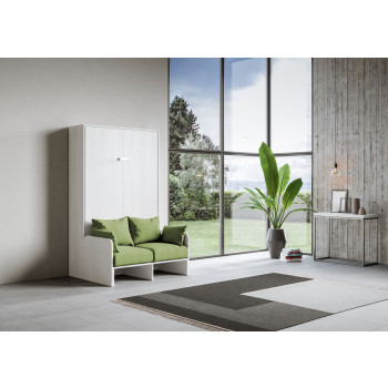 Mod. Kentaro French 140 with sofa - Kentaro 140 foldaway double bed with sofa in white ash, green