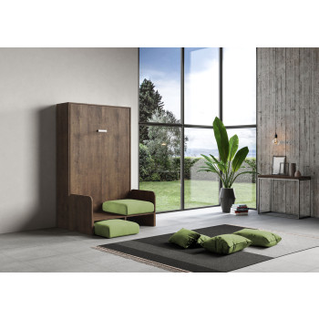 Mod. Kentaro French 140 with sofa - Kentaro 140 foldaway double bed with sofa in white ash, green