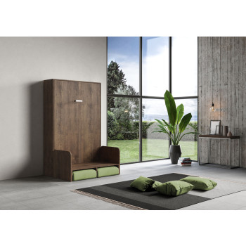 Mod. Kentaro French 140 with sofa - 140 Kentaro foldaway double bed with sofa in white ash, green