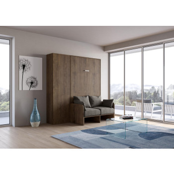 Mod. Kentaro French 140 with sofa - 140 Kentaro foldaway double bed with sofa and column in white ash, grey