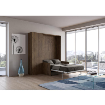 Mod. Kentaro French 140 with sofa - 140 Kentaro foldaway double bed with sofa and column in white ash, grey