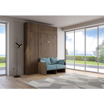 Mod. Kentaro French 140 with sofa - Kentaro 140 foldaway double bed with sofa and white ash, light blue furniture