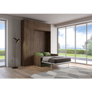 Mod. Kentaro French 140 with sofa - Kentaro 140 foldaway French double bed with sofa and white ash, green furniture