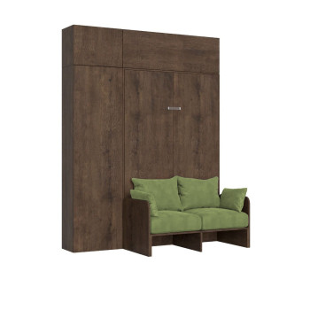 Mod. Kentaro French 140 with sofa - Kentaro 140 foldaway double bed with sofa and white ash, green furniture