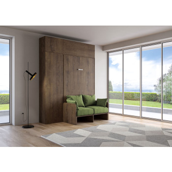 Mod. Kentaro French 140 with sofa - Kentaro 140 foldaway double bed with sofa and white ash, green furniture