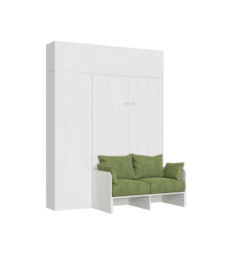 Mod. Kentaro French 140 with sofa - Kentaro 140 foldaway double bed with sofa and white ash, green furniture