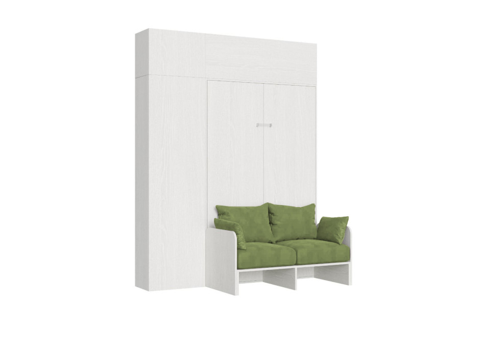 Mod. Kentaro French 140 with sofa - Kentaro 140 foldaway double bed with sofa and white ash, green furniture