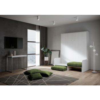 Mod. Kentaro Double Bed 160 with Sofa - Kentaro 160 foldaway double bed with sofa in white ash, green