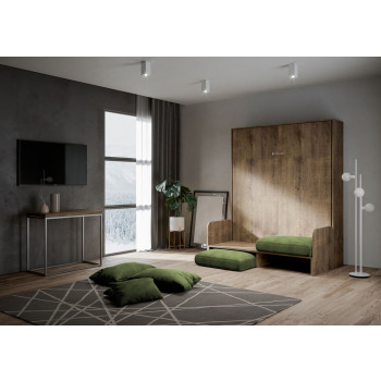 Mod. Kentaro Double Bed 160 with Sofa - Kentaro 160 foldaway double bed with sofa in white ash, green