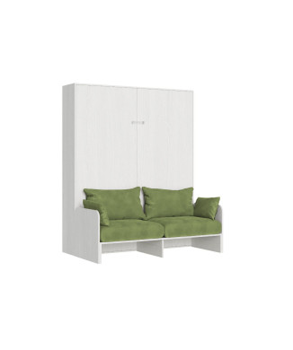 Mod. Kentaro Double Bed 160 with Sofa - Kentaro 160 foldaway double bed with sofa in white ash, green