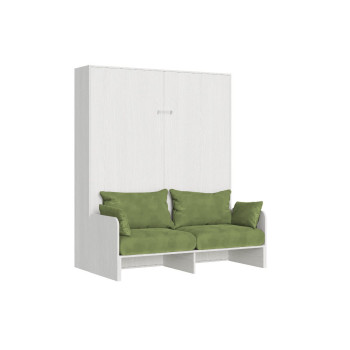 Mod. Kentaro Double Bed 160 with Sofa - Kentaro 160 foldaway double bed with sofa in white ash, green