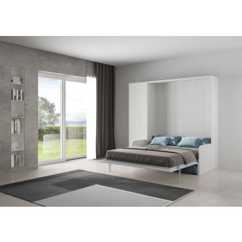 Mod. Kentaro Double Bed 160 with Sofa - Kentaro 160 foldaway double bed with sofa and column in white ash, light blue