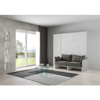 Mod. Kentaro Double Bed 160 with Sofa - Kentaro 160 foldaway double bed with sofa and column in white ash, grey