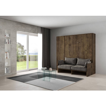 Mod. Kentaro Double Bed 160 with Sofa - Kentaro 160 foldaway double bed with sofa and column in white ash, grey