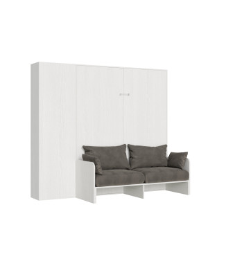 Mod. Kentaro Double Bed 160 with Sofa - Kentaro 160 foldaway double bed with sofa and column in white ash, grey