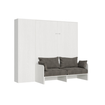 Mod. Kentaro Double Bed 160 with Sofa - Kentaro 160 foldaway double bed with sofa and column in white ash, grey