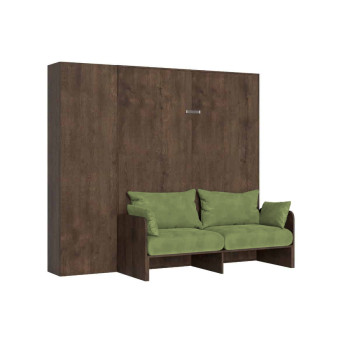 Mod. Kentaro Double Bed 160 with Sofa - Kentaro 160 foldaway double bed with sofa and column in white ash, green