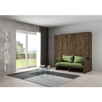 Mod. Kentaro Double Bed 160 with Sofa - Kentaro 160 foldaway double bed with sofa and column in white ash, green