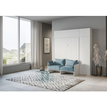 Kentaro Double Bed 160 with Sofa - Kentaro 160 foldaway double bed with sofa and white ash, light blue furniture