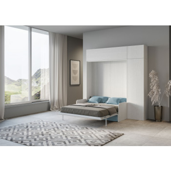Kentaro Double Bed 160 with Sofa - Kentaro 160 foldaway double bed with sofa and white ash, light blue furniture