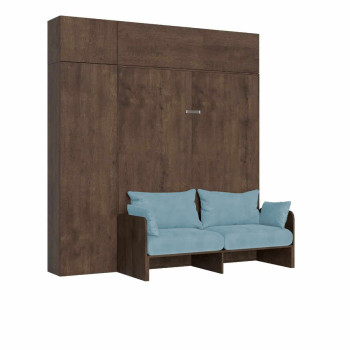 Kentaro Double Bed 160 with Sofa - Kentaro 160 foldaway double bed with sofa and white ash, light blue furniture