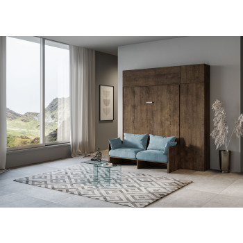 Kentaro Double Bed 160 with Sofa - Kentaro 160 foldaway double bed with sofa and white ash, light blue furniture