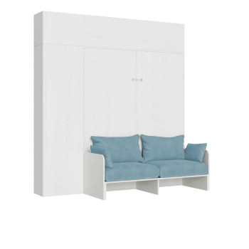 Kentaro Double Bed 160 with Sofa - Kentaro 160 foldaway double bed with sofa and white ash, light blue furniture