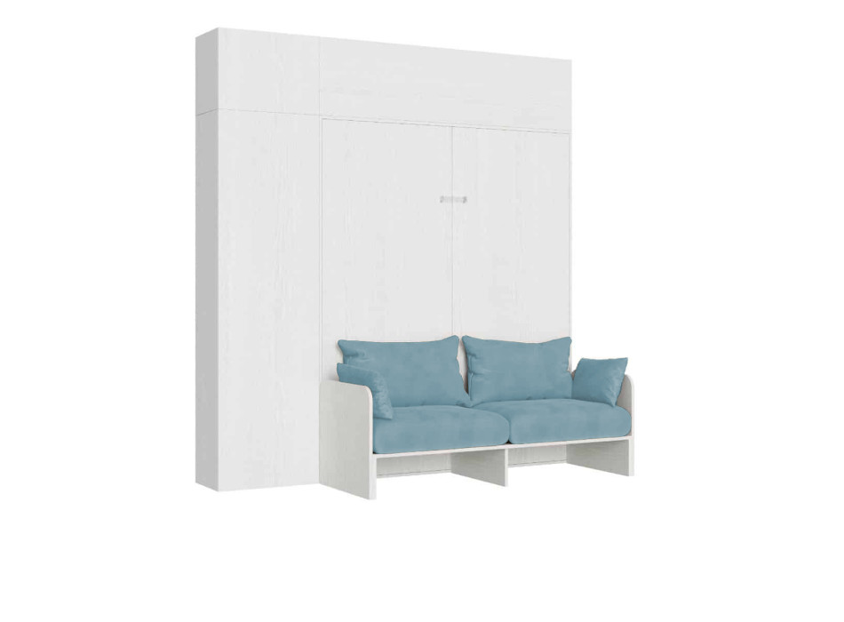 Kentaro Double Bed 160 with Sofa - Kentaro 160 foldaway double bed with sofa and white ash, light blue furniture